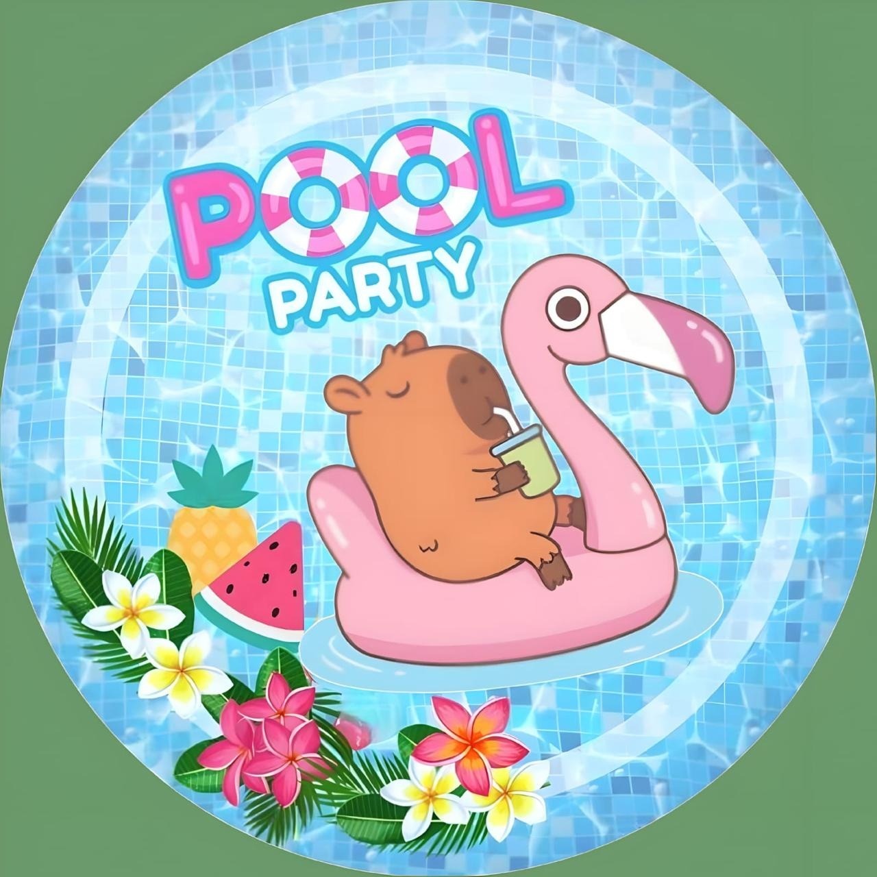 Capa Sublimada Painel Redondo Capivara Pool Party (1,50M) - Selminha Lokfest