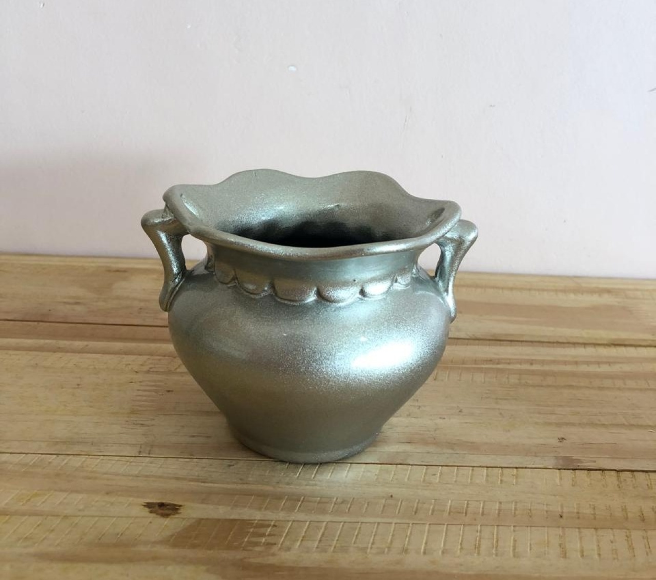 Mini Vaso Cerâmica Flor Prata (9Cm) - Selminha Lokfest