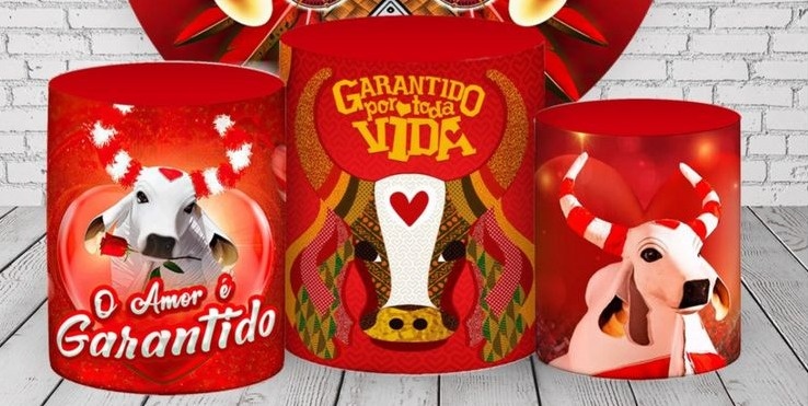 Trio Capas de Cilindros Sublimadas Boi Garantido - Selminha Lokfest