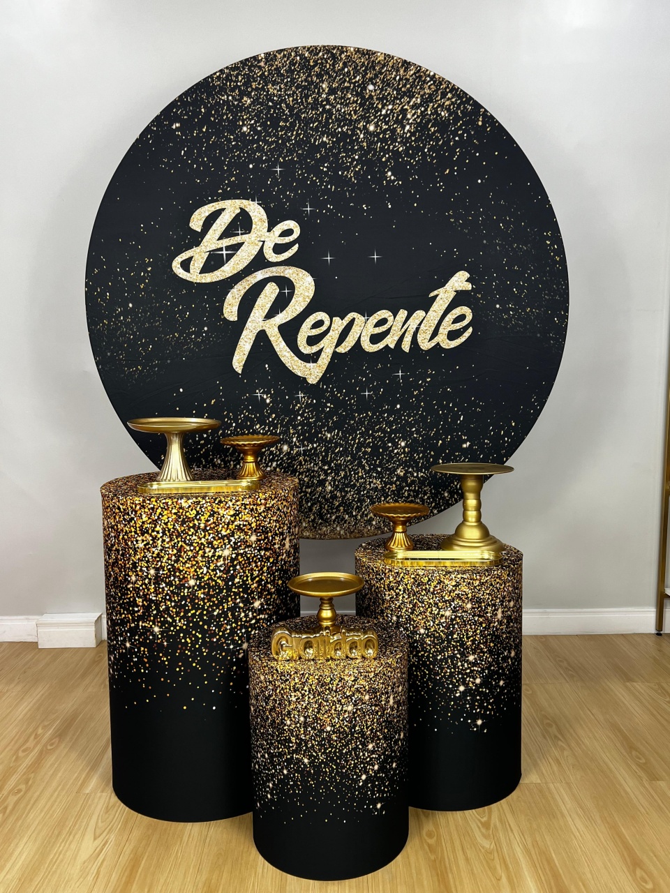 Kit Divertido de Repente Preto C/ Glitter Dourado - Selminha Lokfest
