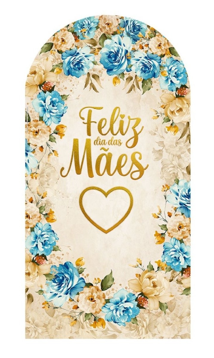 Painel Sublimado Romano Dia das Mães Bege C/ Azul (2X1) - Selminha Lokfest