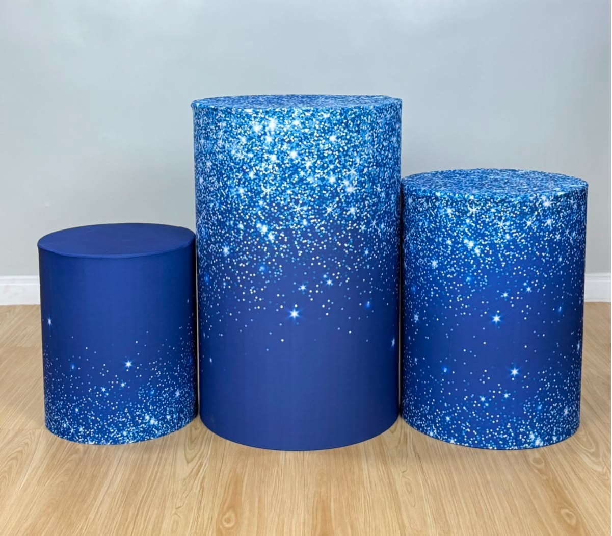 Trio Capas de Cilindros Sublimadas Azul C/ Glitter - Selminha Lokfest