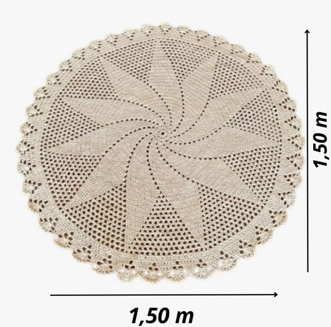Tapete de Crochê Redondo (1.50M) - Selminha Lokfest