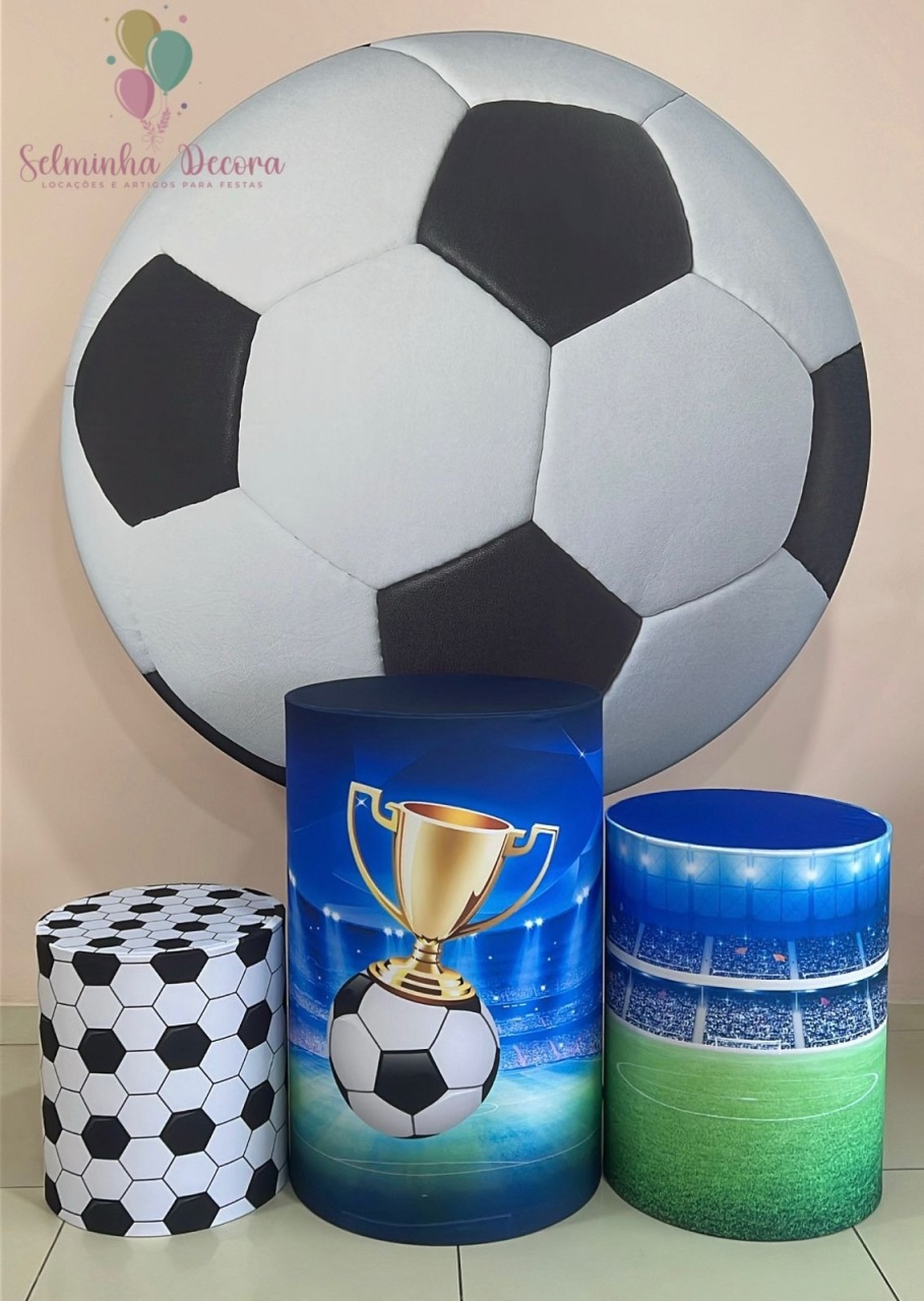 Kit Sublimado Capa Painel Redondo E Capas de Cilindros Futebol Bola - Selminha Lokfest