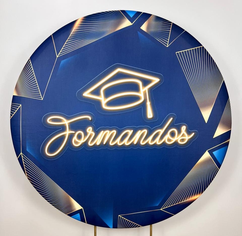 Capa Sublimada Painel Formandos Azul Royal C/ Dourado (1,50M) - Selminha Lokfest