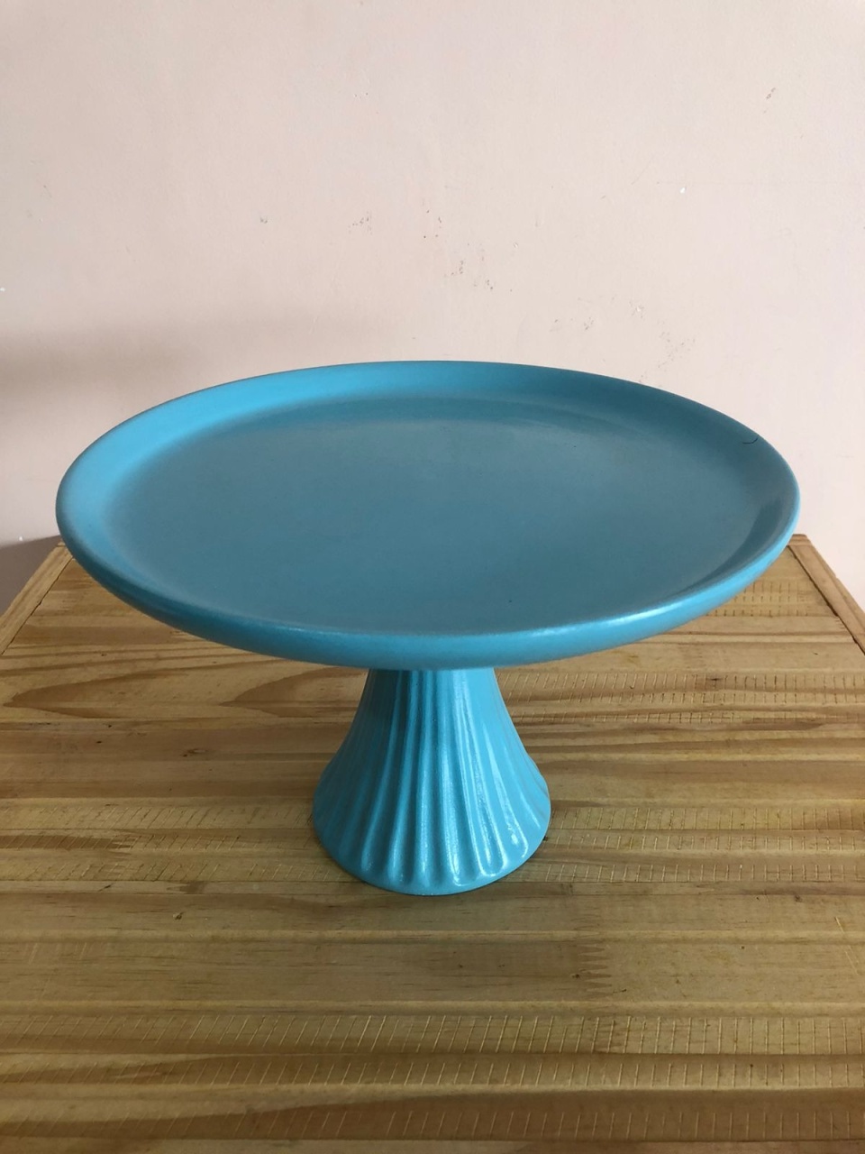 Bandeja Redonda de Cerâmica  Azul Bebê (25X18) - Selminha Lokfest