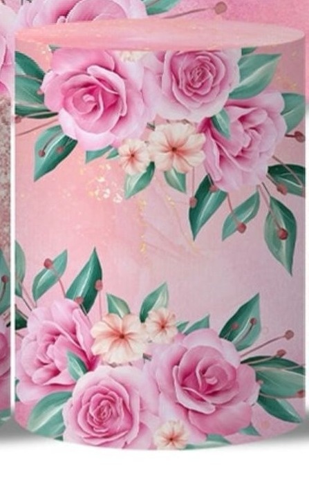Capa Sublimada Cilindro Grande Dia das Mães Flores Rosa - Selminha Lokfest