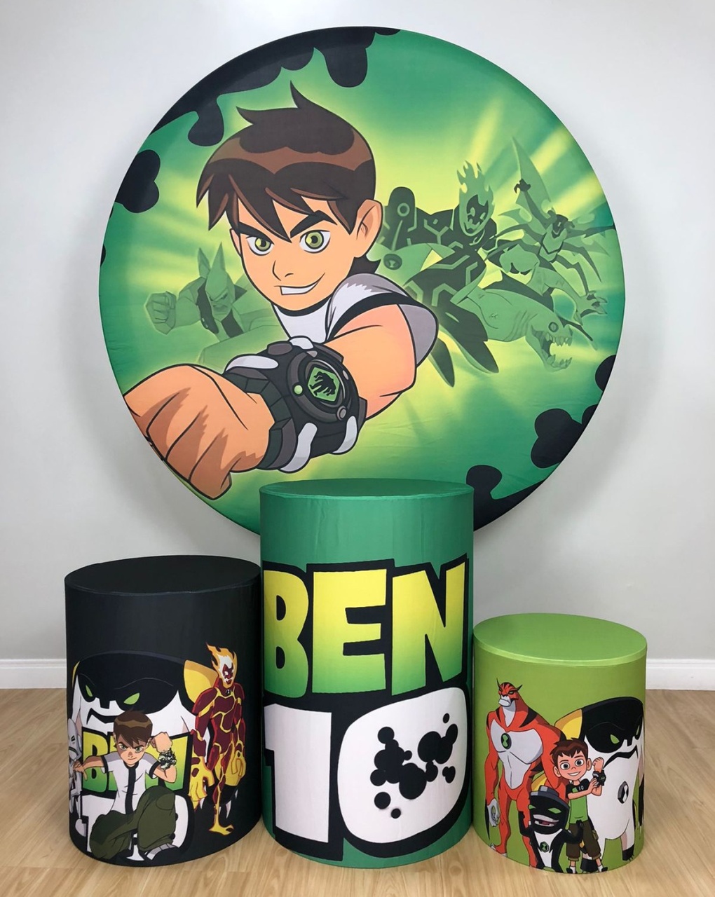 Kit Sublimado Capa Painel Redondo E Capas de Cilindros Ben 10 - Selminha Lokfest