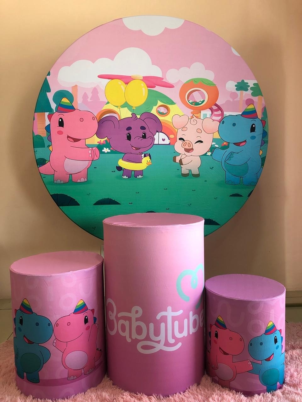 Kit Sublimado Capa Painel Redondo E Capas de Cilindros Babytube - Selminha Lokfest