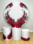 Kit Sublimado Capa Painel Redondo E Capas de Cilindros Floral Flores Vermelha  - imagem 2