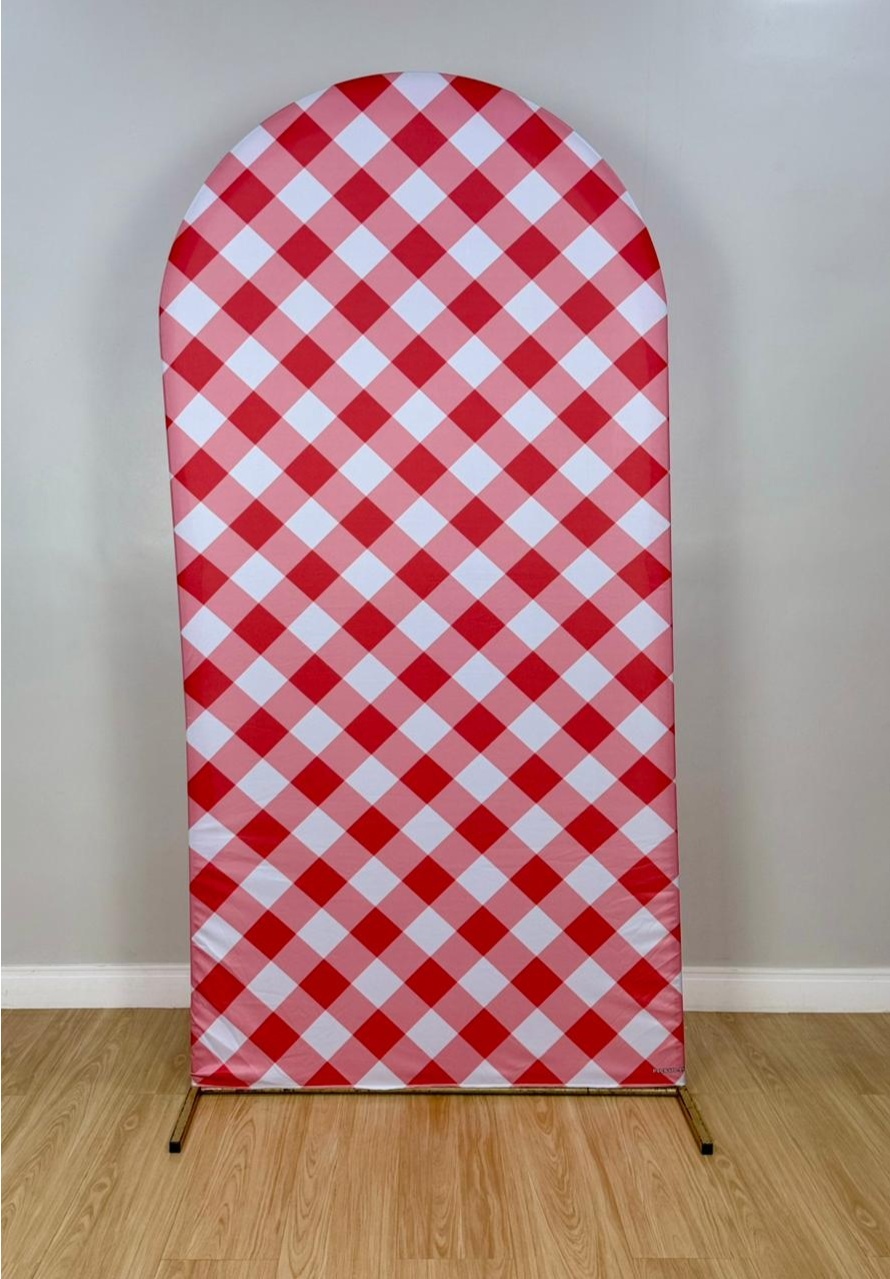 Painel Sublimado Romano Xadrez Vermelho (2X1) - Selminha Lokfest