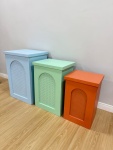 Trio de Mesas Quadradas Perfuradas Coloridas Mdf (Azul,Verde,Laranja) - imagem 3