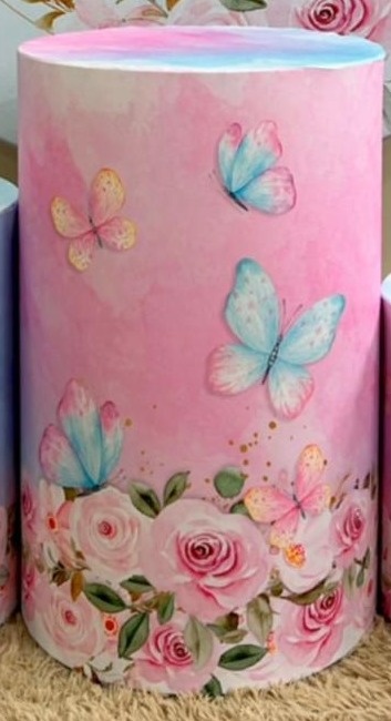 Capa Sublimada Cilindro Grande Borboletas - Selminha Lokfest