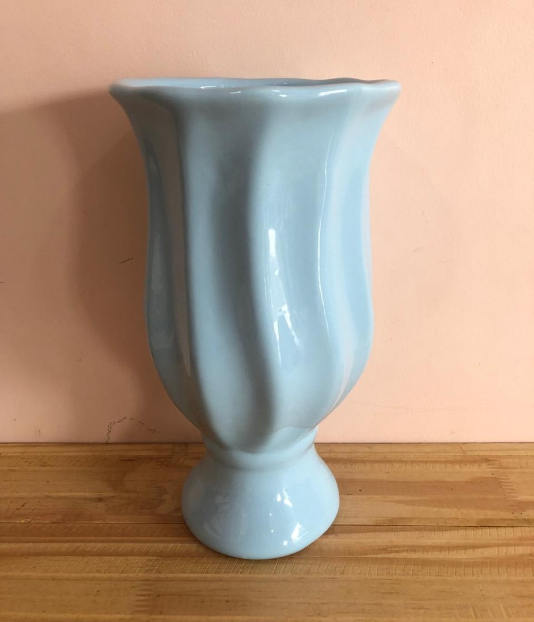 Vaso Torcido Cerâmica Azul Candy (30Cm) - Selminha Lokfest