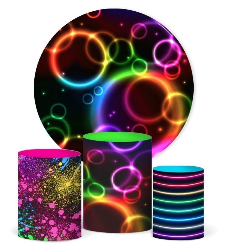  Kit Sublimado Capa Painel Redondo E Capas de Cilindros Neon Kit 01 - Selminha Lokfest