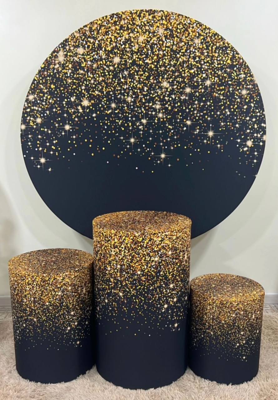 Kit Sublimado 4 Pçs Preto C/ Glitter Dourado - Selminha Lokfest