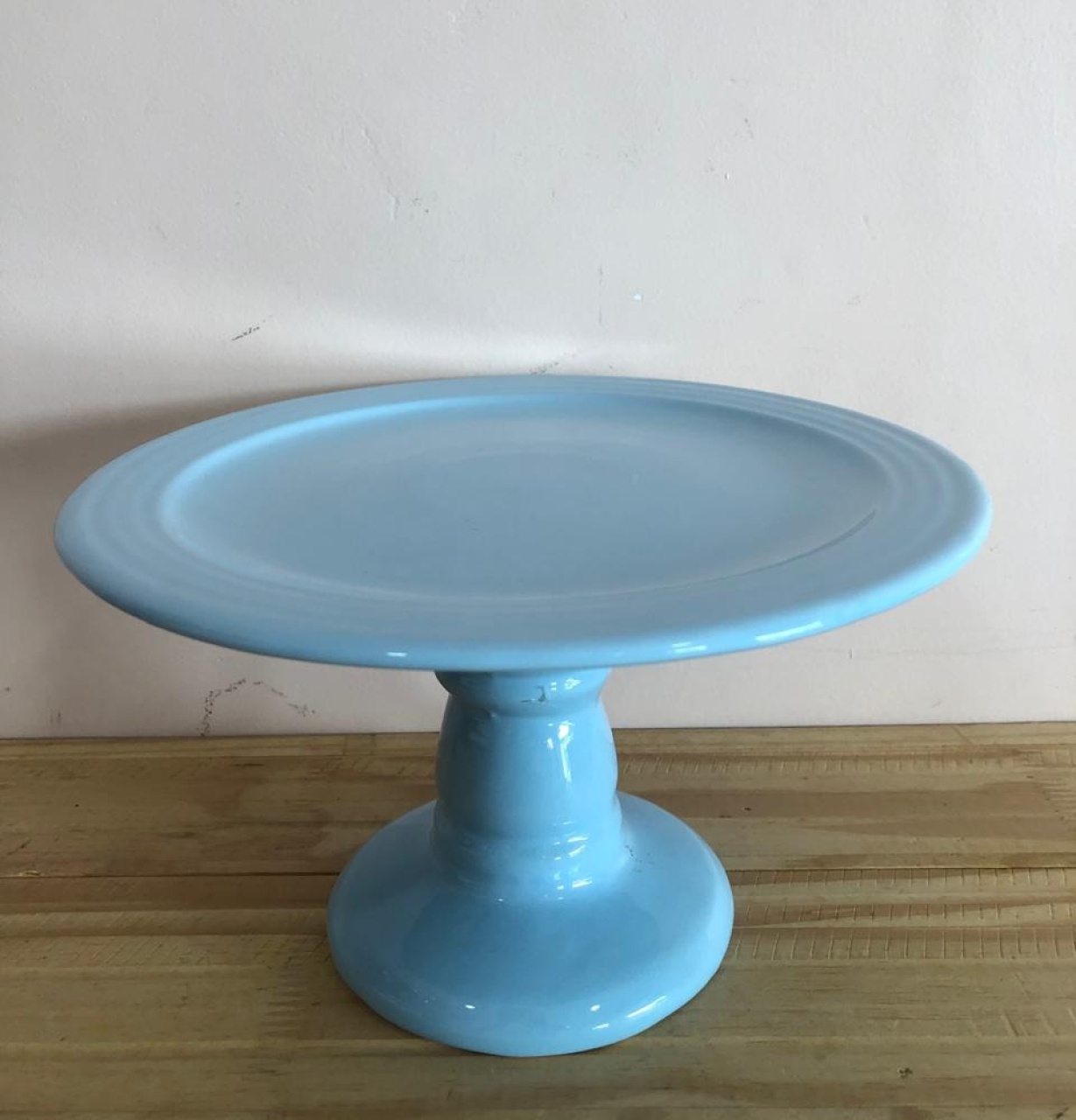 Bandeja Redonda Torneada Cerâmica Azul Candy (23X14) - Selminha Lokfest