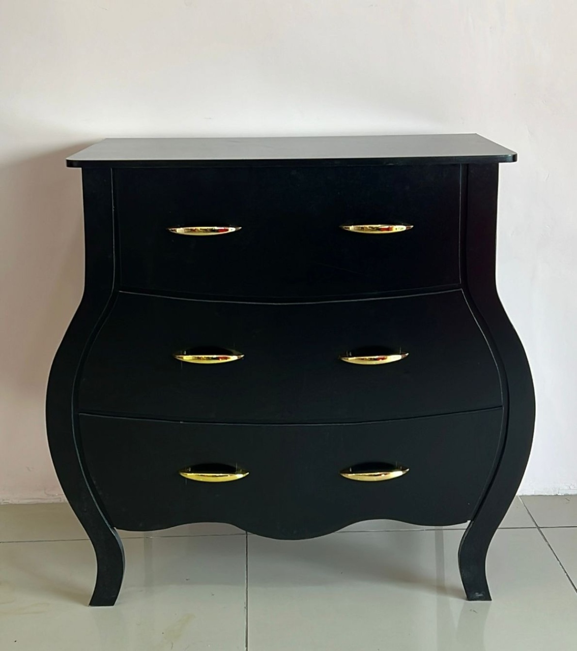 Mesa Cômoda Gaveta Falsa Preta Mdf (80Cm) - Selminha Lokfest