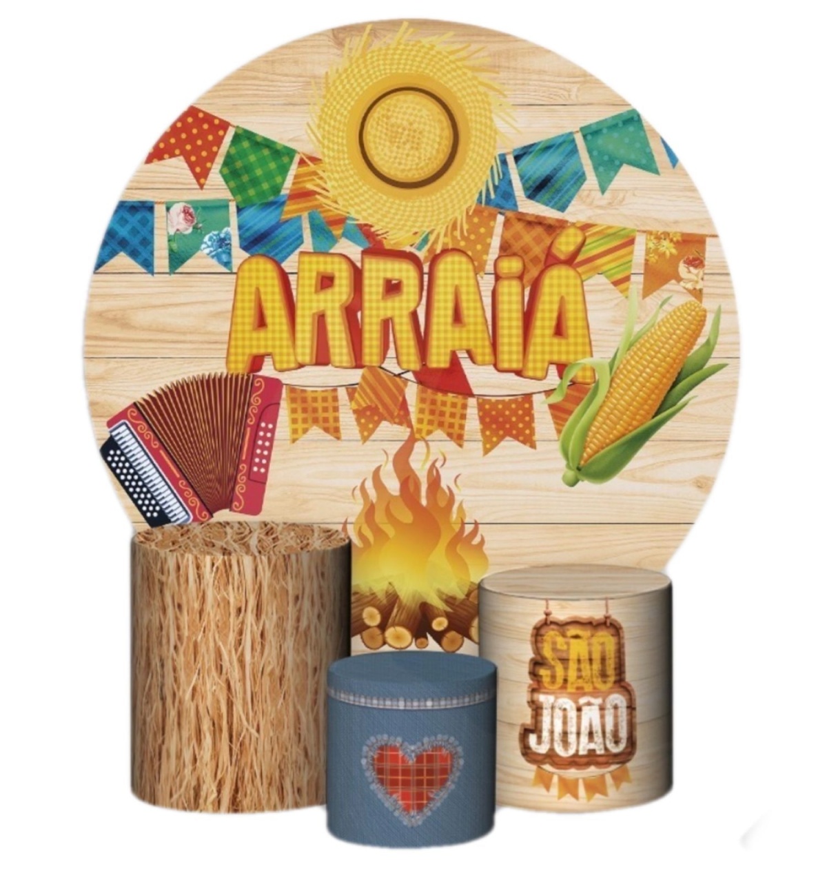 Kit Sublimado Capa Painel Redondo E Capas de Cilindros Festa Junina Kit 02 - Selminha Lokfest