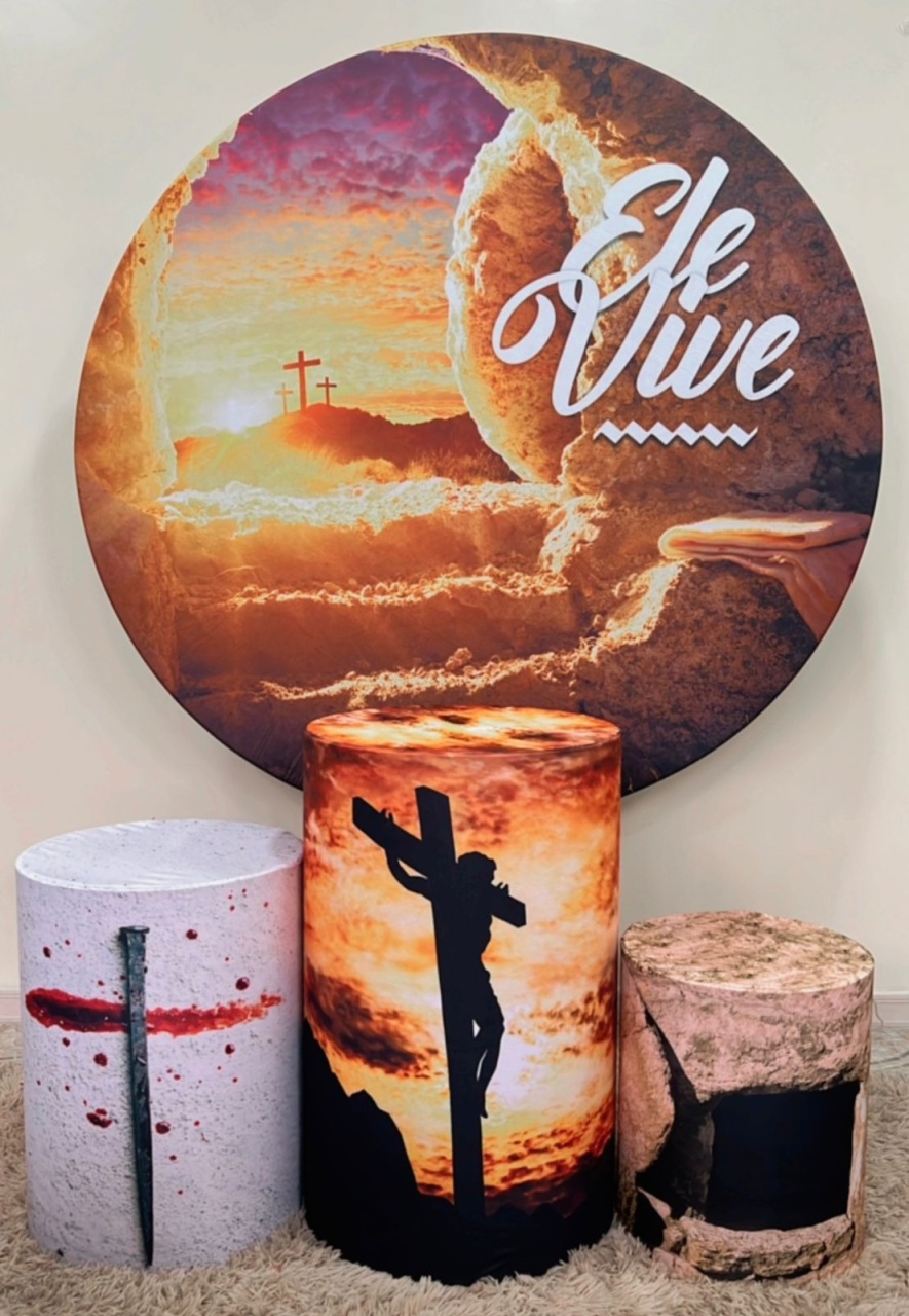 Kit Sublimado Capa Painel Redondo E Capas de Cilindros Ele Vive - Selminha Lokfest