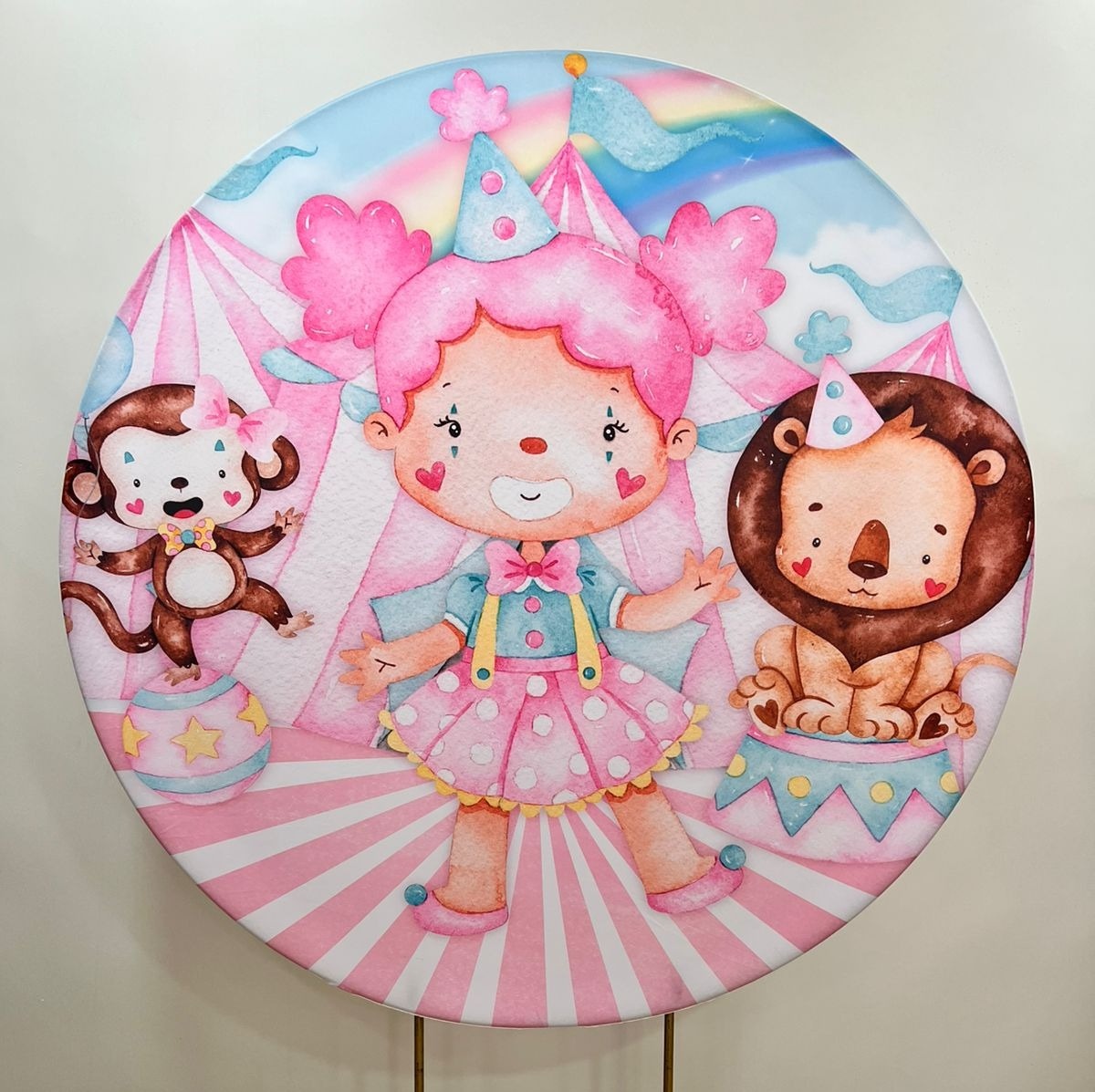 Capa Sublimada Painel Circo Rosa 02 (1,50M) - Selminha Lokfest