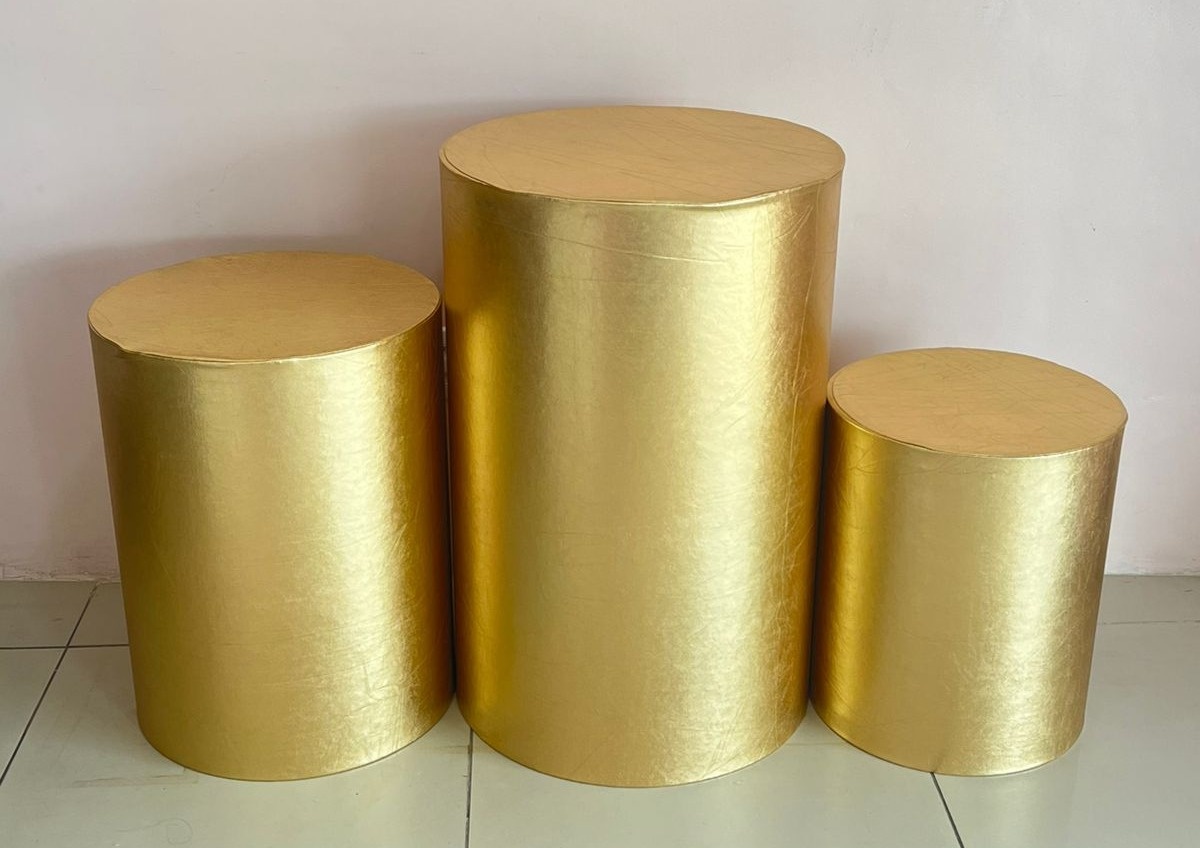 Trio Capas de Cilindros Metalizadas Dourada - Selminha Lokfest