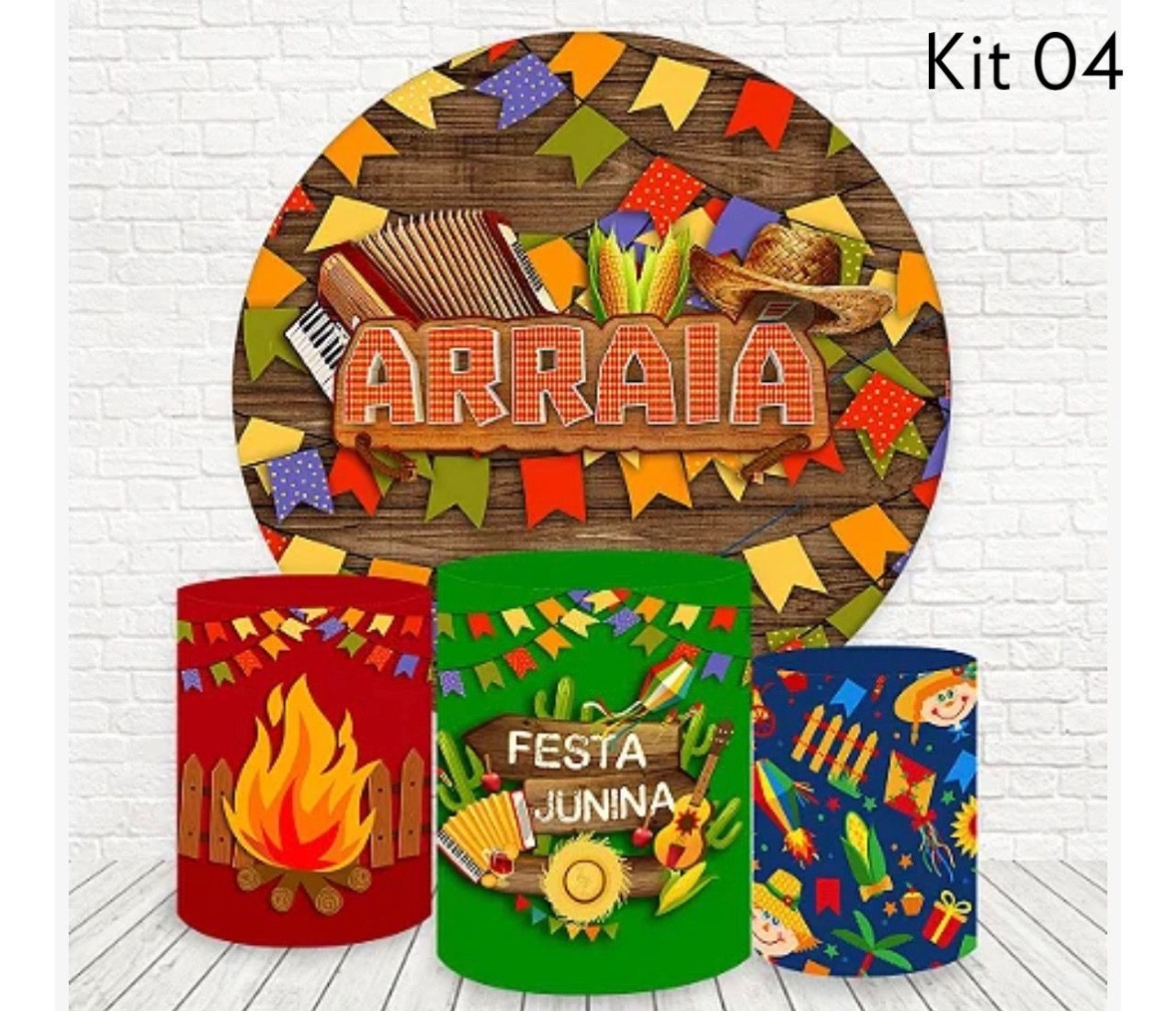 Kit Sublimado Capa Painel Redondo E Capas de Cilindros Festa Junina Kit 03 - Selminha Lokfest