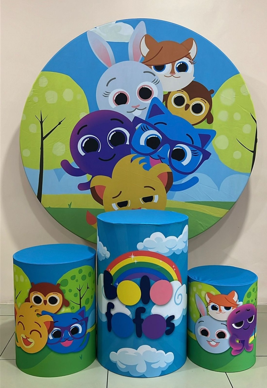 Kit Sublimado Capa Painel Redondo E Capas de Cilindros Bolofofos Menino - Selminha Lokfest