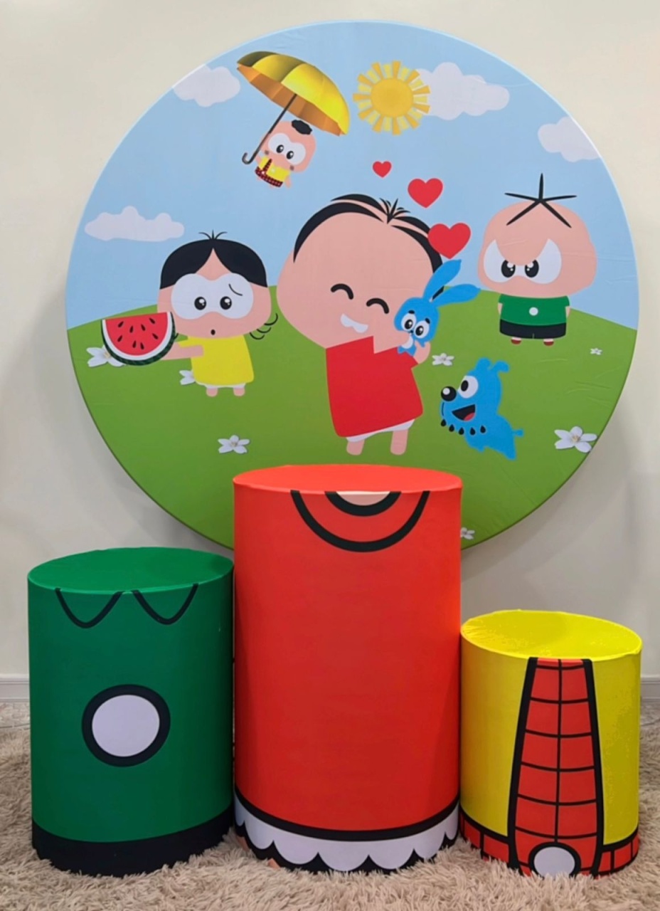 Kit Sublimado Capa Painel Redondo E Capas de Cilindros Mônica Toy - Selminha Lokfest
