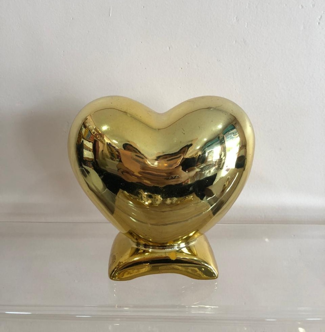 Coração C/ Pé Dourado (10Cm) - Selminha Lokfest