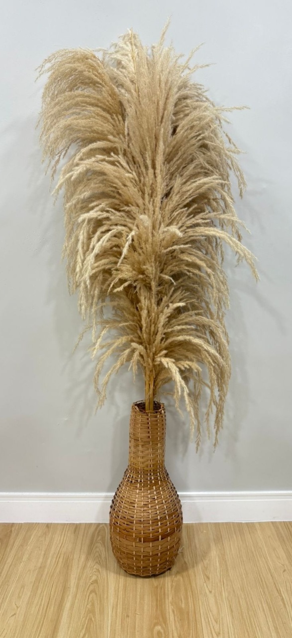 Vaso de Palha C/ Capim dos Pampas - Selminha Lokfest
