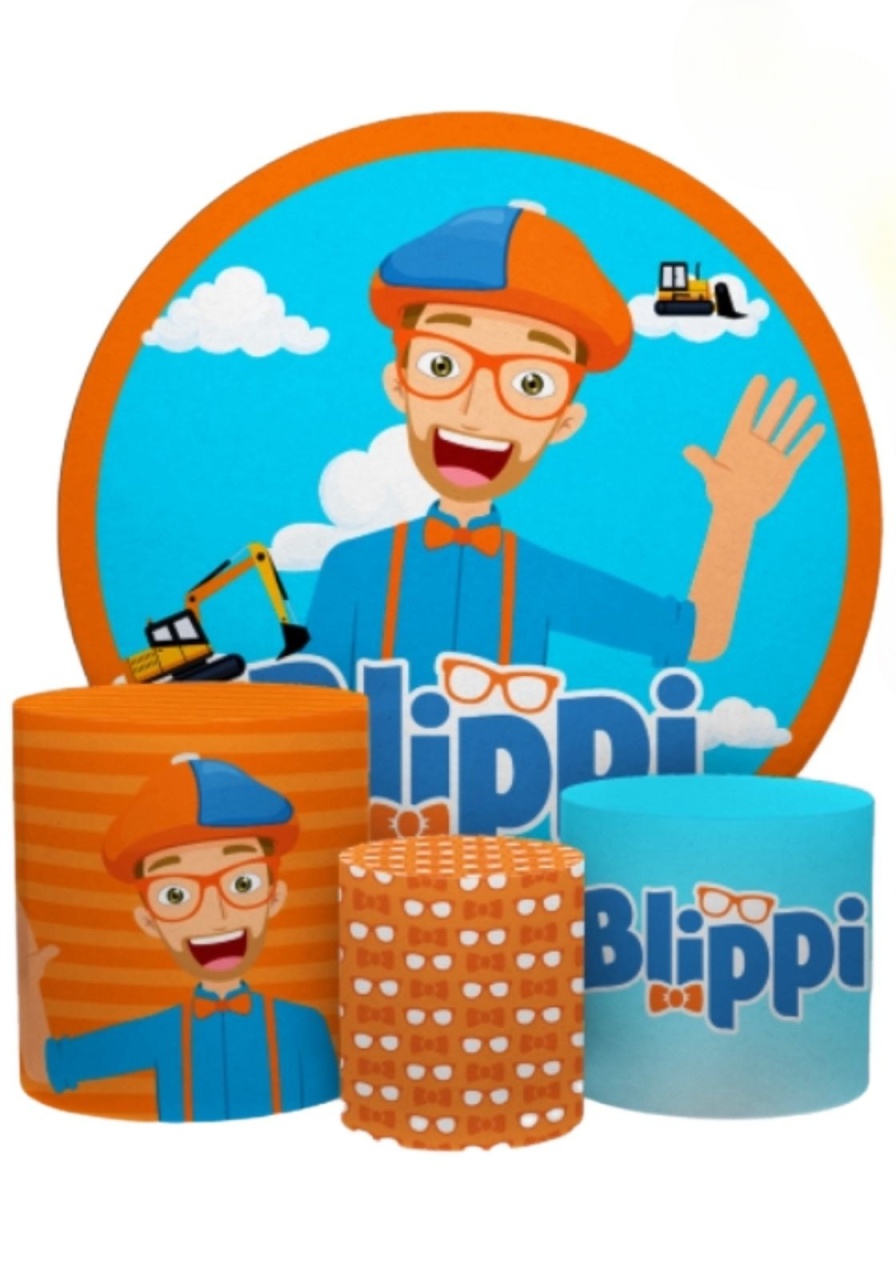 Kit Sublimado Capa Painel Redondo E Capas de Cilindros Blippi - Selminha Lokfest