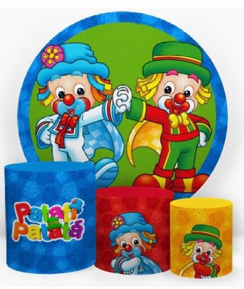 Kit Sublimado Capa Painel Redondo E Capas de Cilindros Patati E Patatá - Selminha Lokfest
