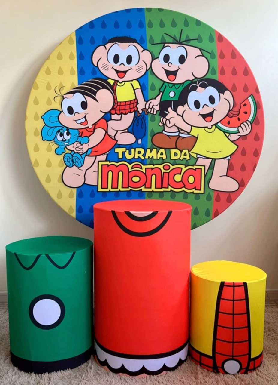 Kit Sublimado Capa Painel Redondo E Capas de Cilindros Turma da Mônica - Selminha Lokfest