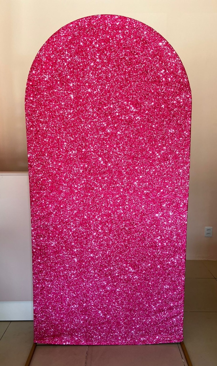 Painel Sublimado Retangular Pink Glitter (2X1) - Selminha Lokfest