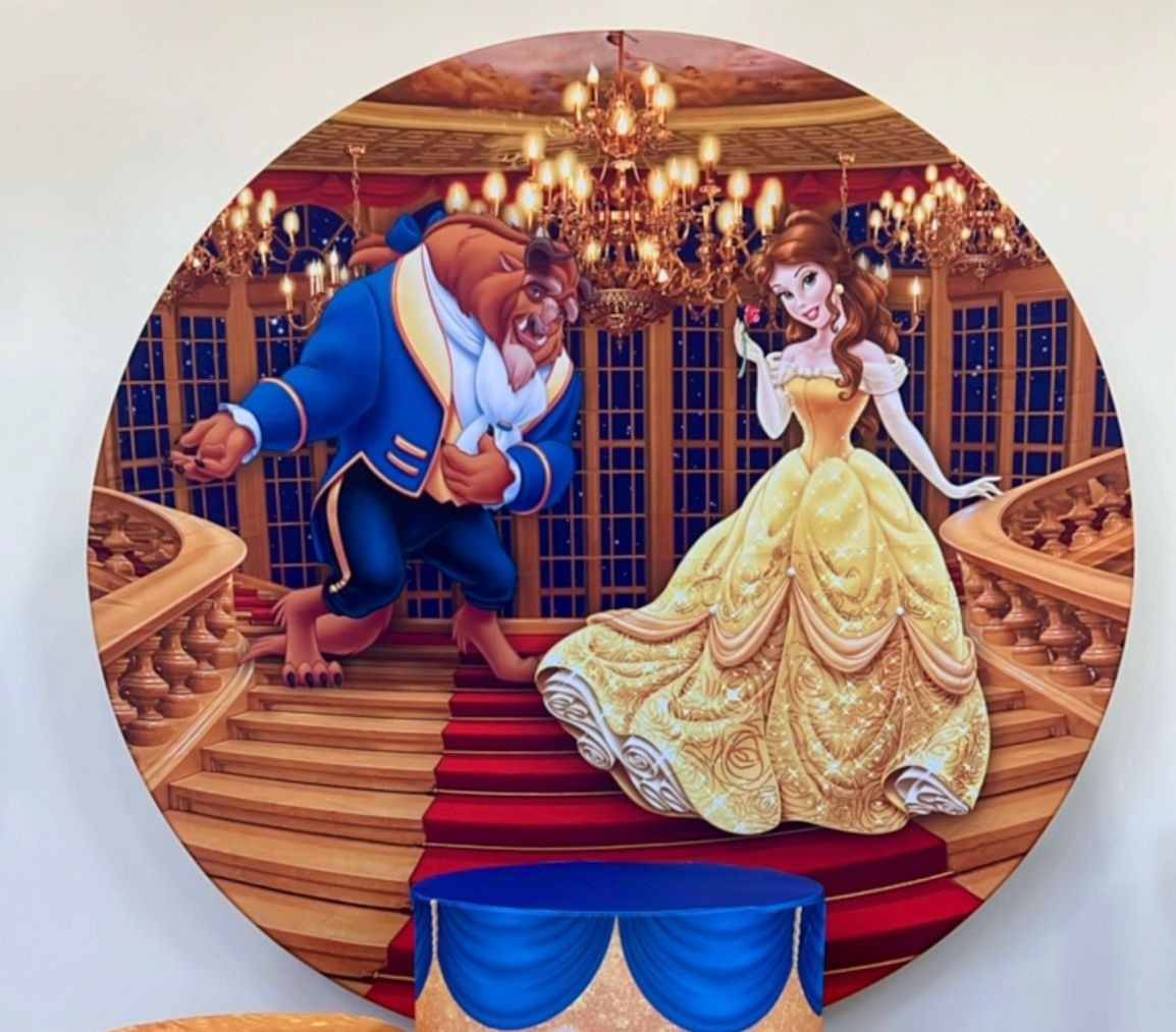 Capa Sublimada Painel Princesa Bela E A Fera (1,50M) - Selminha Lokfest