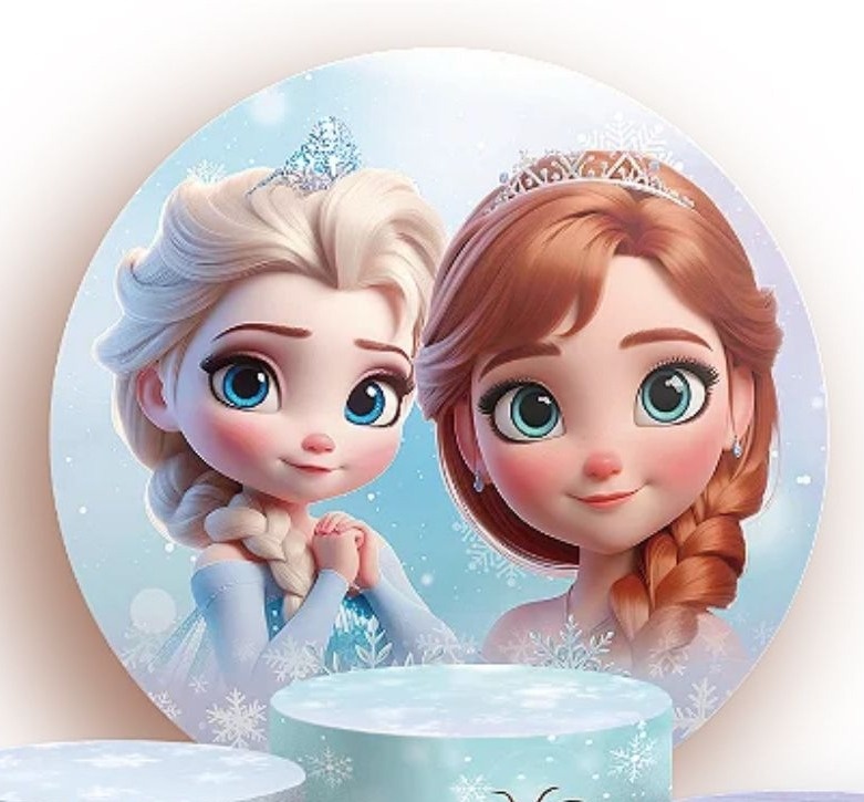 Capa Sublimada Painel Redondo Frozen Cute (1,50M) - Selminha Lokfest