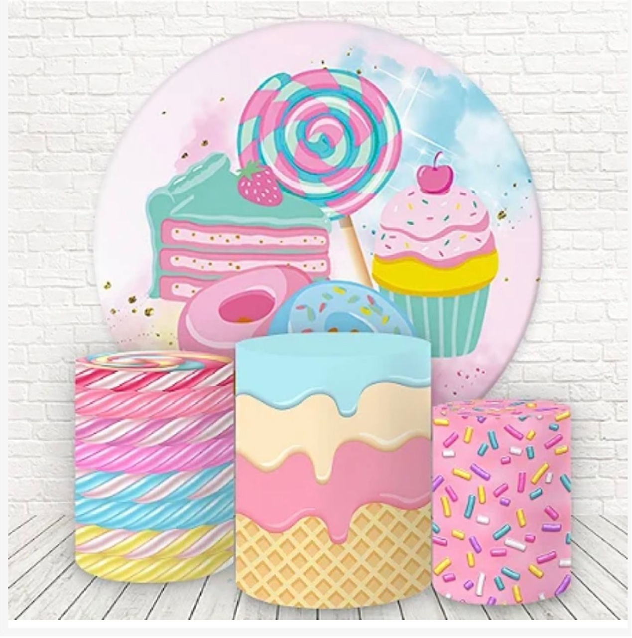 Kit Sublimado Capa Painel Redondo E Capas de Cilindros Doces - Selminha Lokfest
