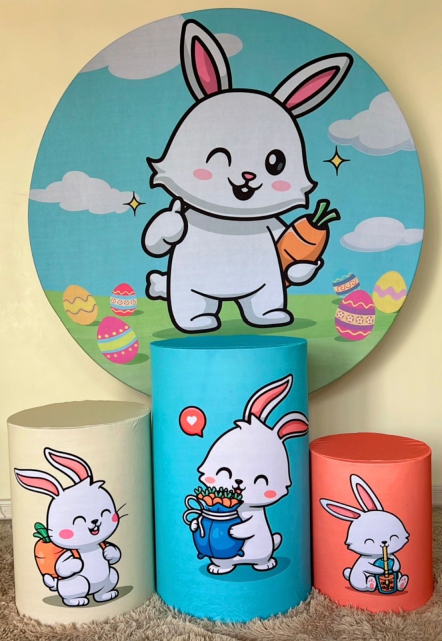 Kit Sublimado Capa Painel Redondo E Capas de Cilindros Páscoa 02 - Selminha Lokfest