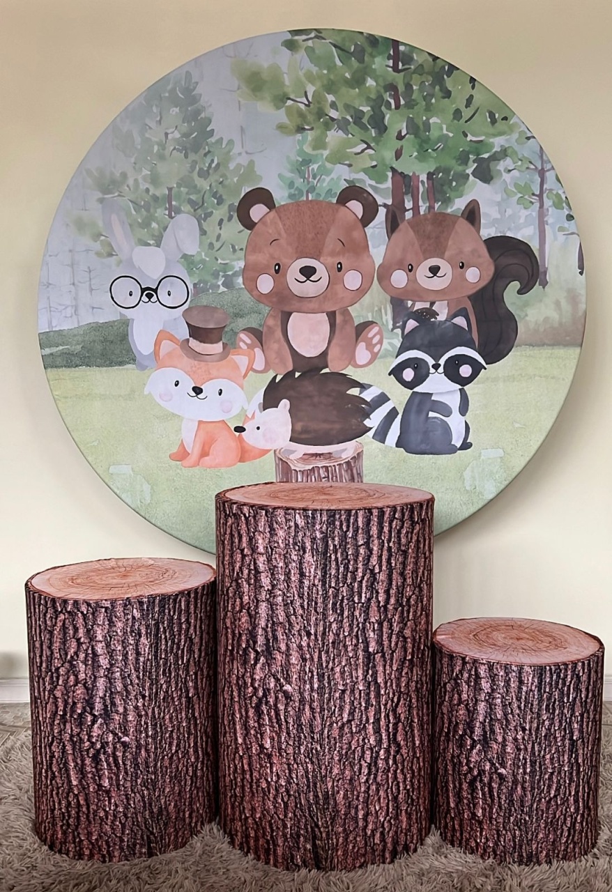 Kit Sublimado Capa Painel Redondo E Capas de Cilindros Bosque - Selminha Lokfest