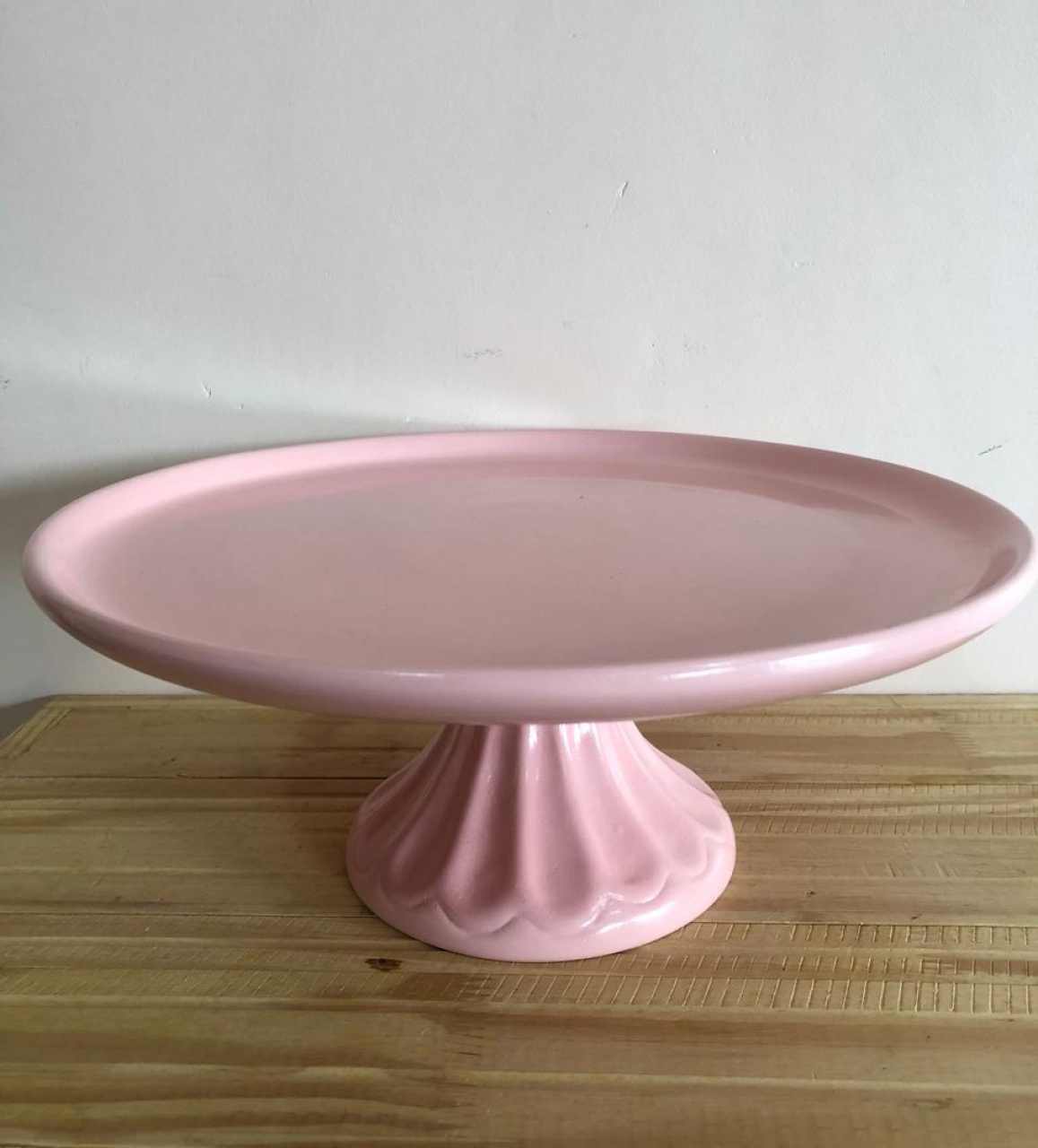 Bandeja Redonda Cerâmica Rosa Bebê G (32X13) - Selminha Lokfest
