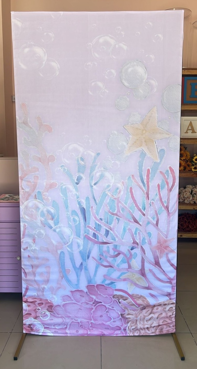 Painel Sublimado Retangular Fundo Do Mar Menina(2X1) - Selminha Lokfest