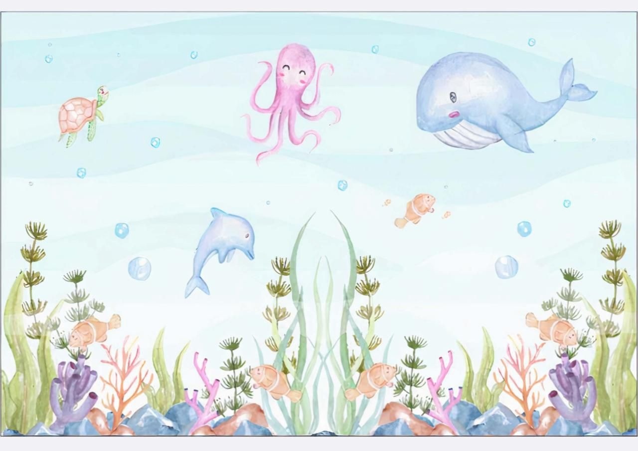 Tapete Lona Fundo Do Mar Menina (3,0X1,50M) - Selminha Lokfest