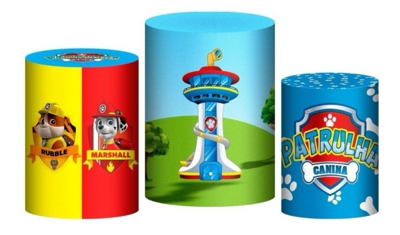 Trio Capas de Cilindros Sublimadas Patrulha Canina - Selminha Lokfest