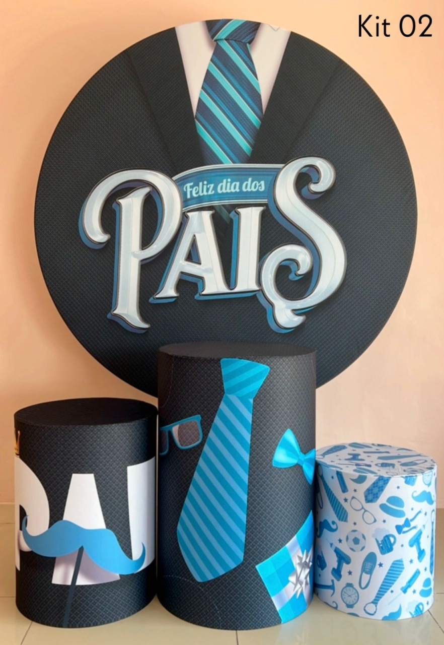 Kit Sublimado Capa Painel Redondo E Capas de Cilindros Dia dos Pais 02 - Selminha Lokfest