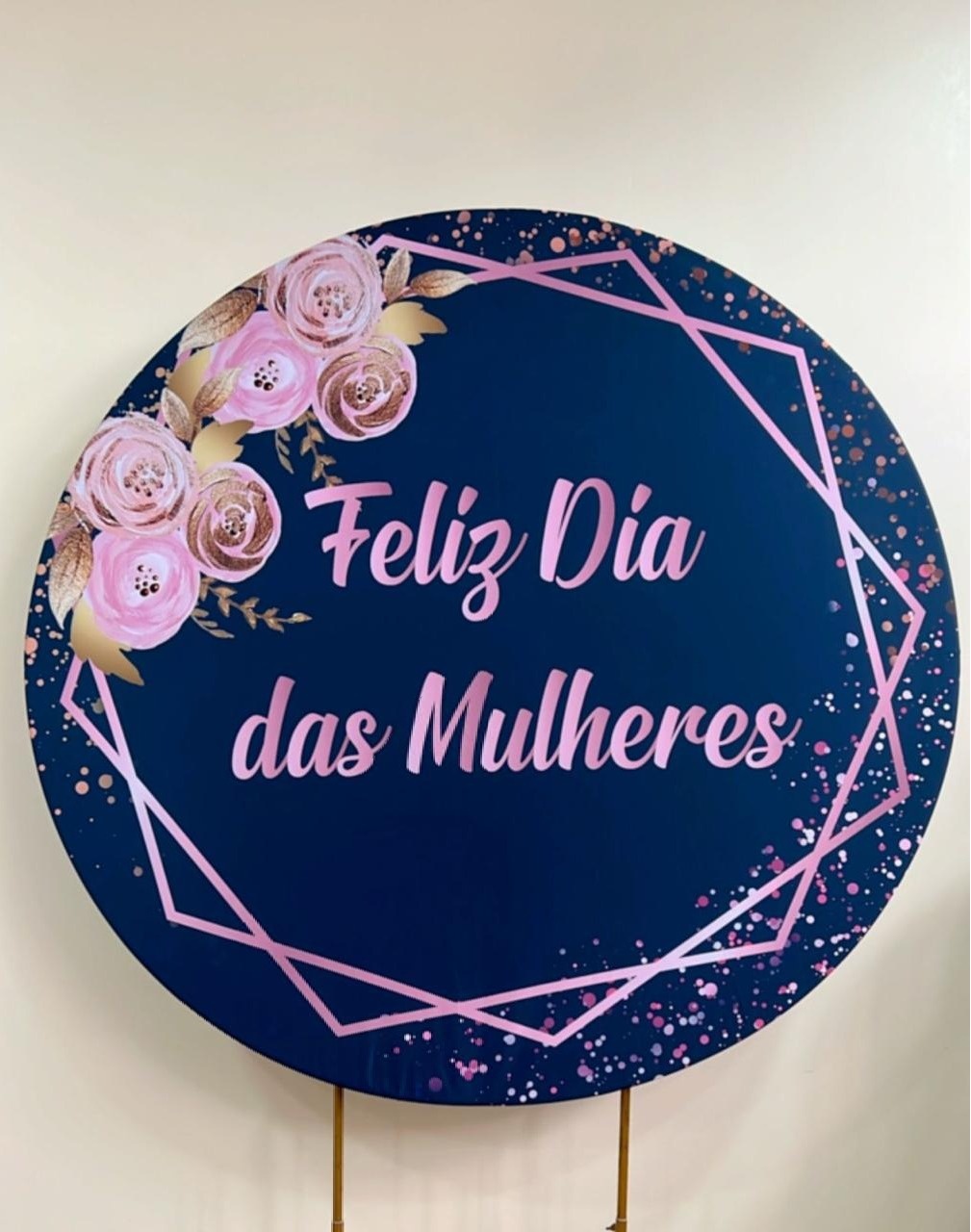 Capa Sublimada Painel Dia das Mulheres Floral Azul Marinho (1,50M) - Selminha Lokfest