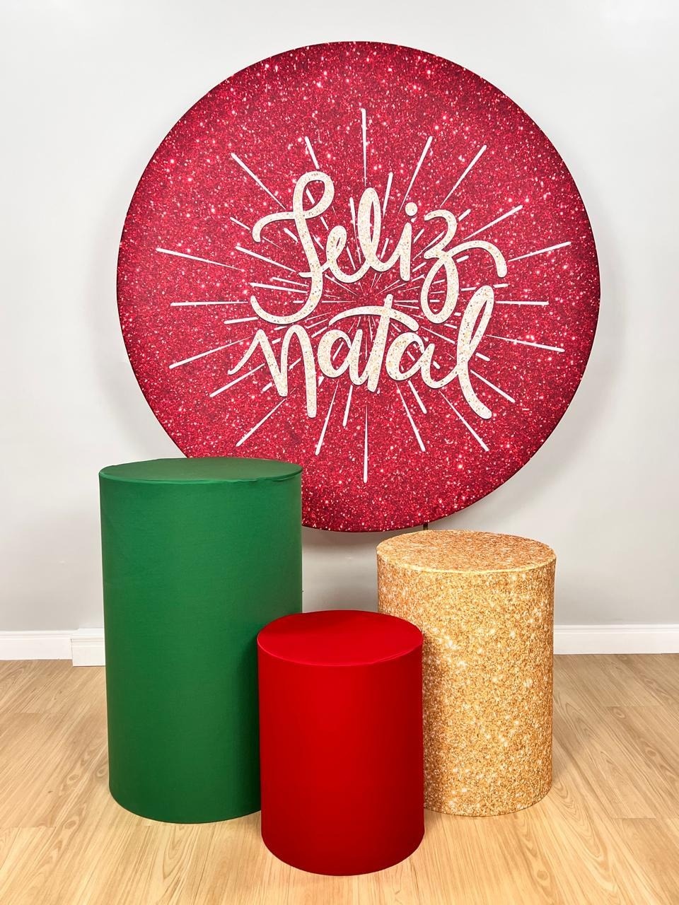 Kit Sublimado Capa Painel Redondo E Capas de Cilindros Natal 09 - Selminha Lokfest
