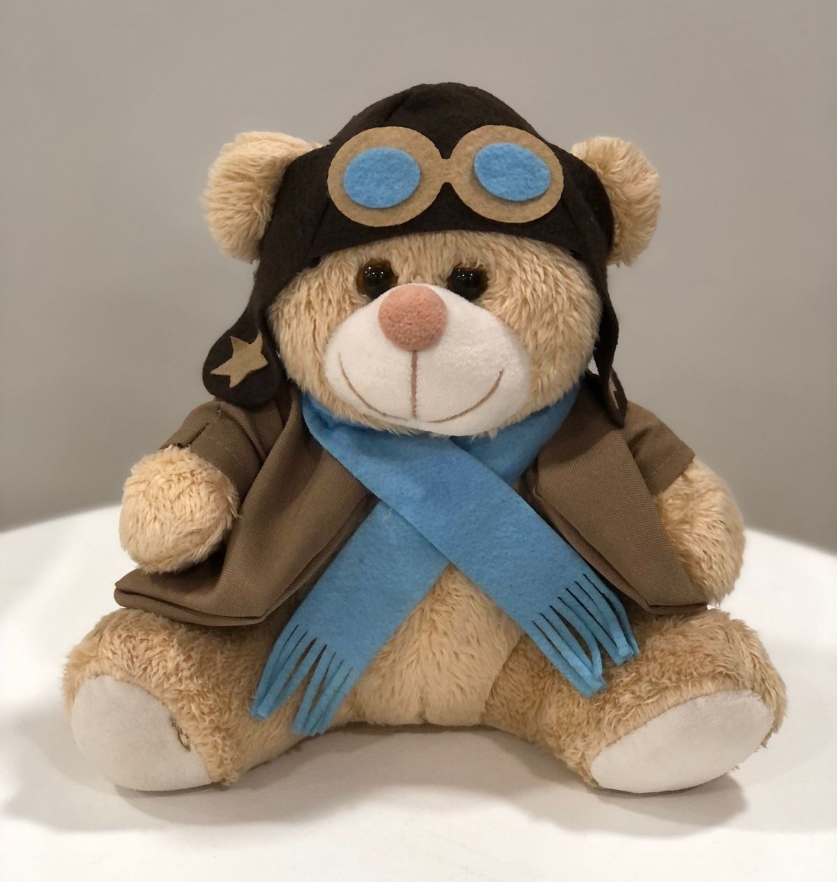 Urso Aviador de Pelúcia Bege Pequeno - Selminha Lokfest