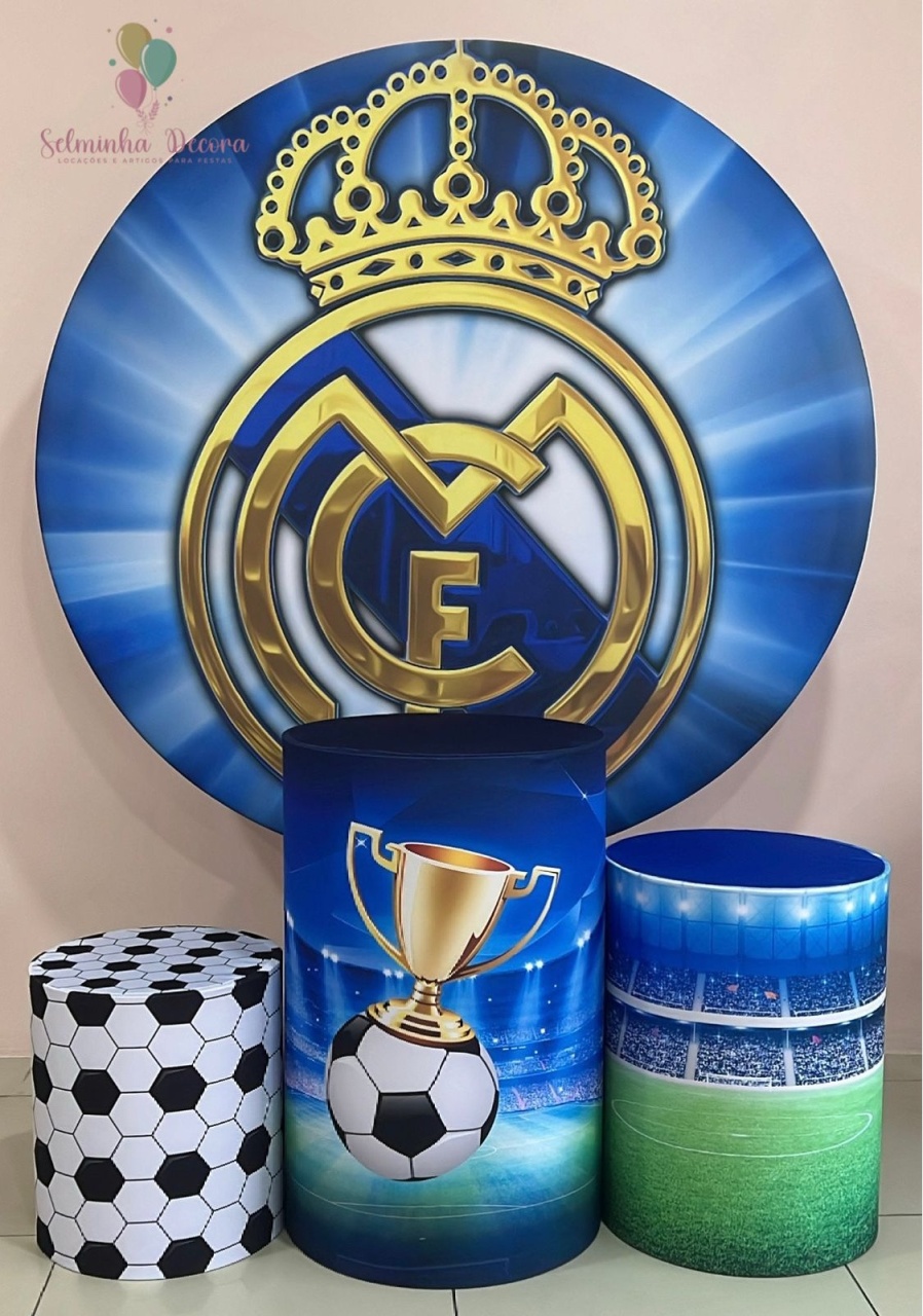 Kit Sublimado Capa Painel Redondo E Capas de Cilindros Real Madrid - Selminha Lokfest