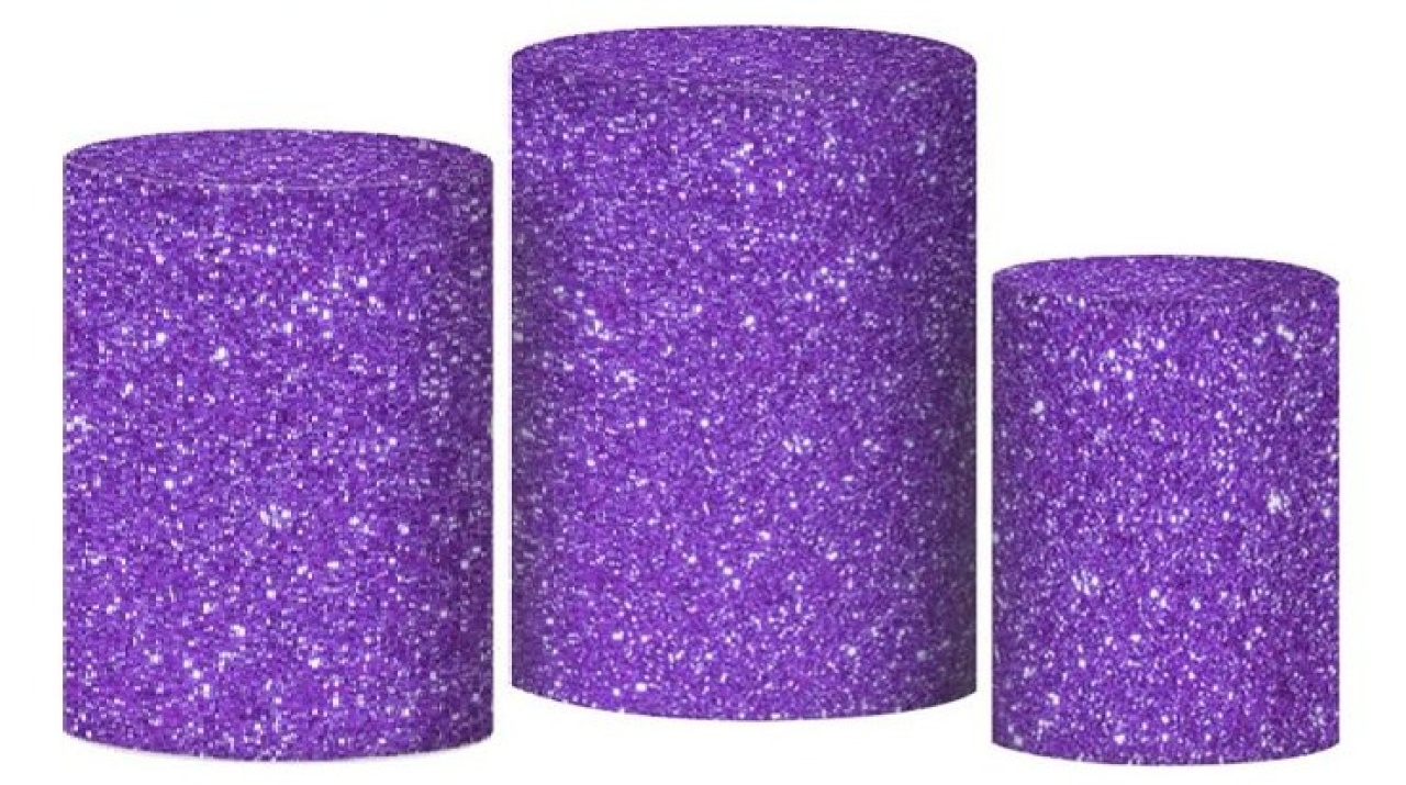 Trio Capas de Cilindros Sublimadas Glitter Roxo - Selminha Lokfest